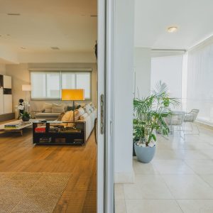 balcony and family room